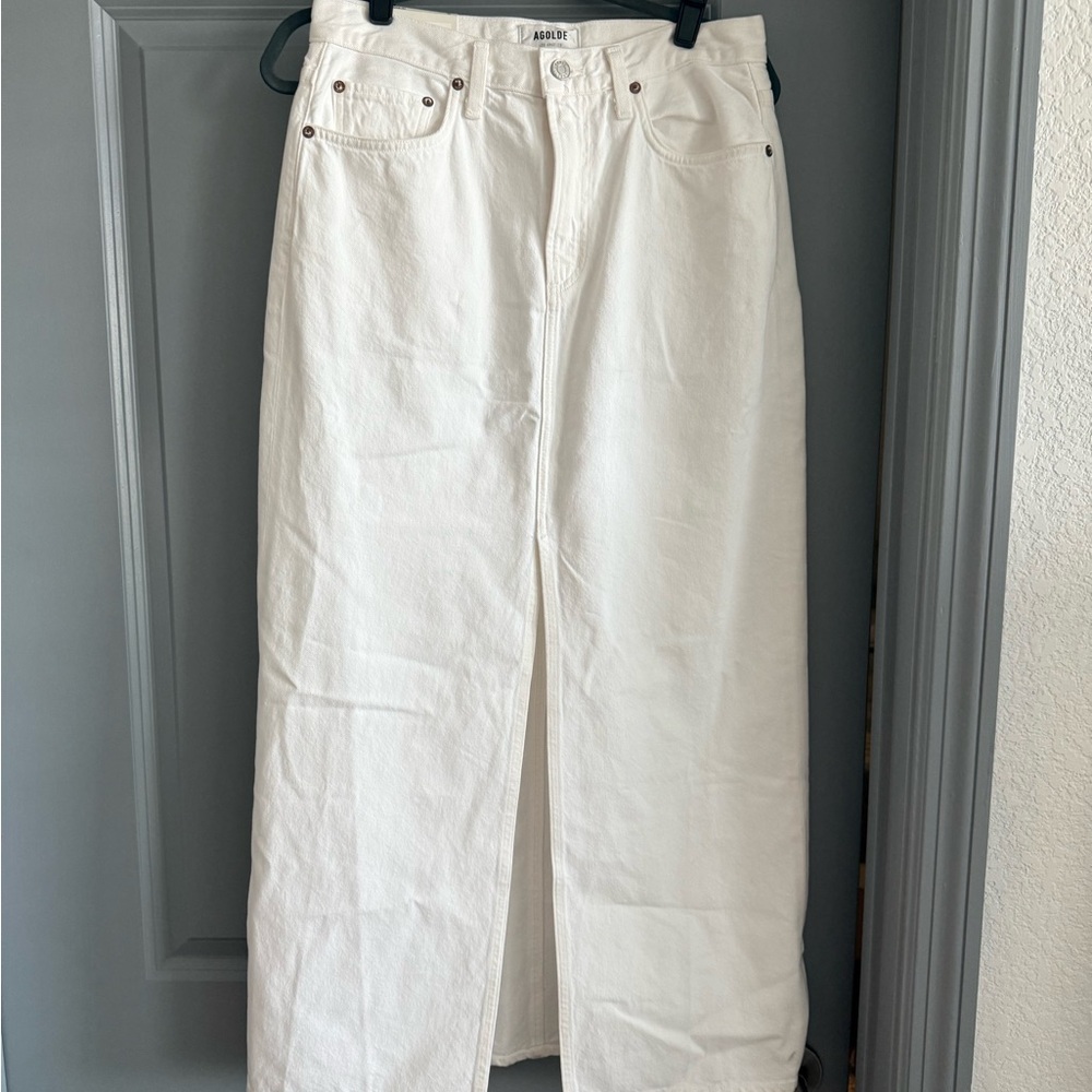 Agolde Leif Denim Skirt in Milkshake